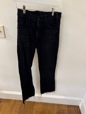 MOTHER High-Rise Black Raw-Hem Jeans